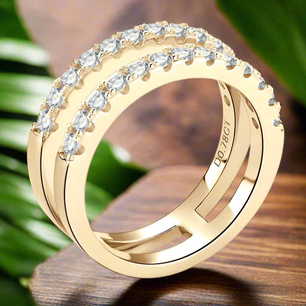 925 Sterling Silver Moissanite Double Layered Ring Trendsi