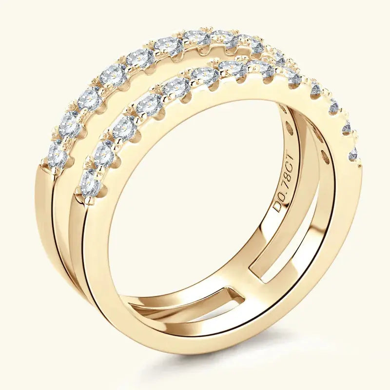 925 Sterling Silver Moissanite Double Layered Ring Trendsi