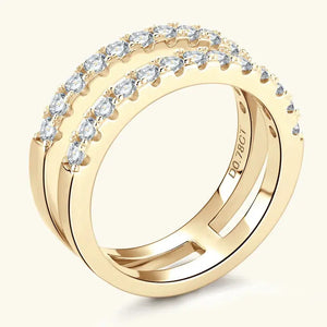 925 Sterling Silver Moissanite Double Layered Ring Trendsi