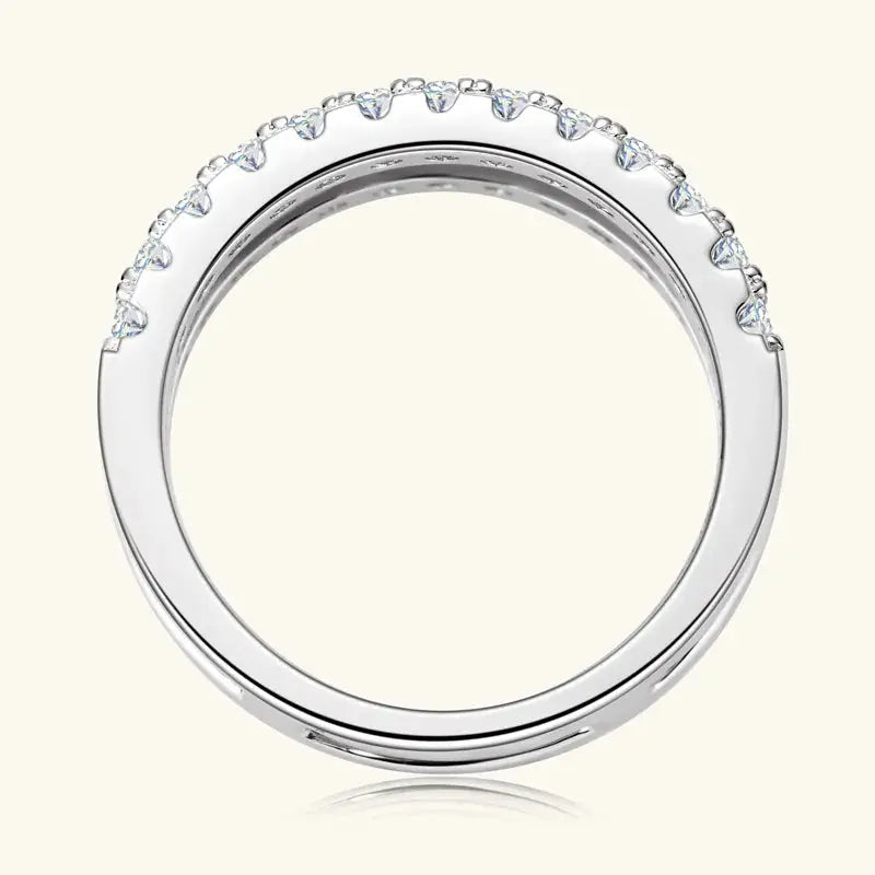 925 Sterling Silver Moissanite Double Layered Ring Trendsi