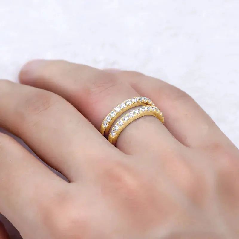 925 Sterling Silver Moissanite Double Layered Ring Trendsi
