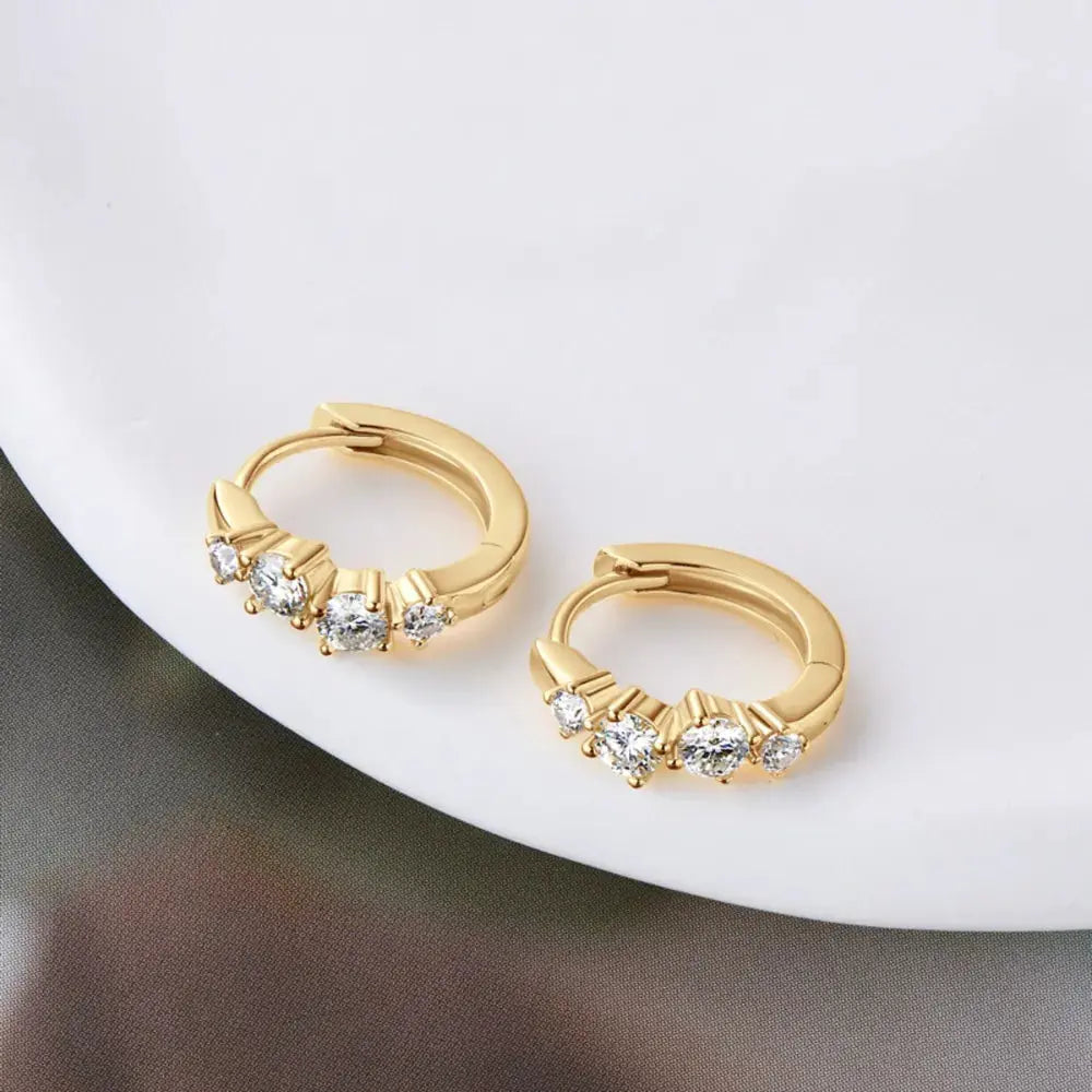 925 Sterling Silver Moissanite Huggie Earrings Trendsi