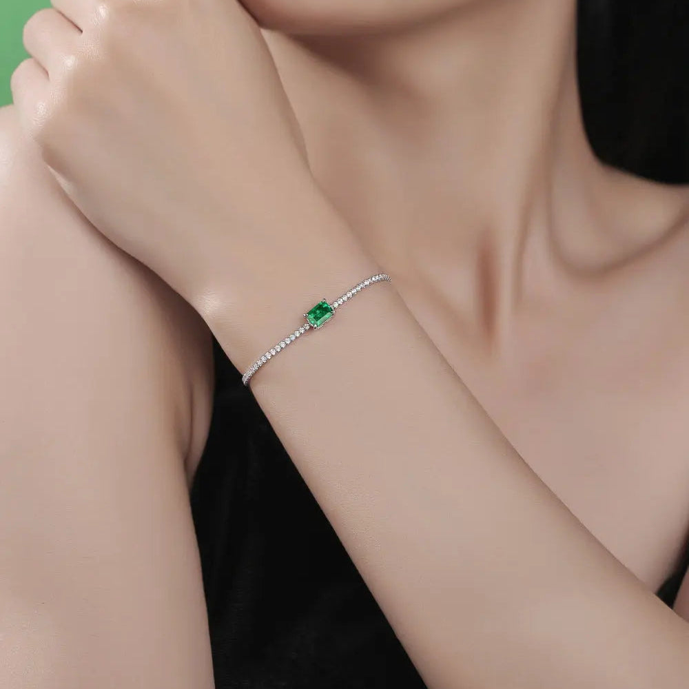 Adored 1 Carat Lab-Grown Emerald Bracelet Trendsi