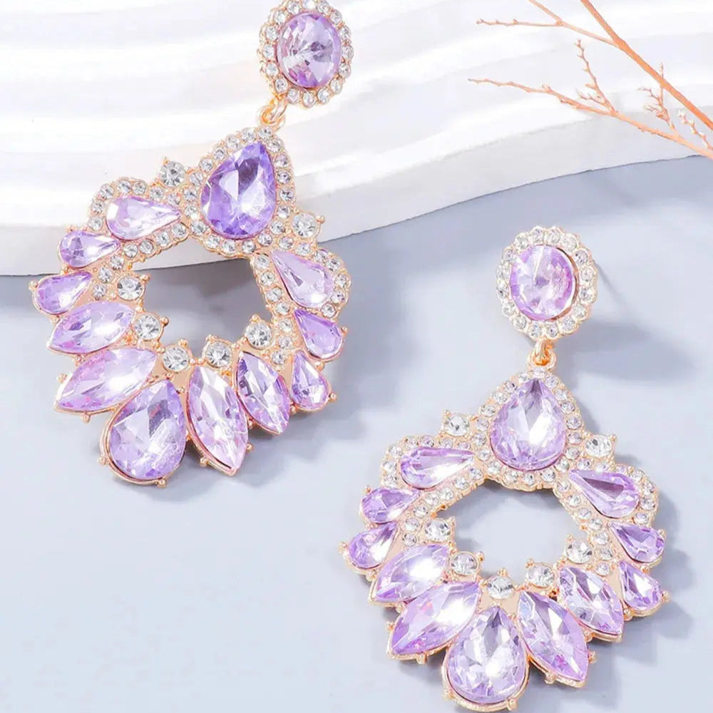 Alloy Rhinestone Dangle Earrings Trendsi
