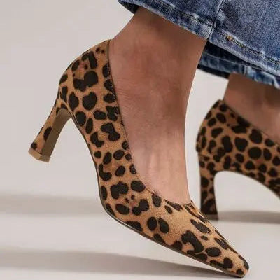 Beast Fashion Faux Suede Leopard Point Toe Pumps Trendsi