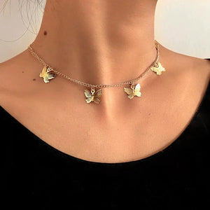 Bohemian | Gold Chain Butterfly Pendant Choker Necklace | Beach Jewelry Beauty Prologue