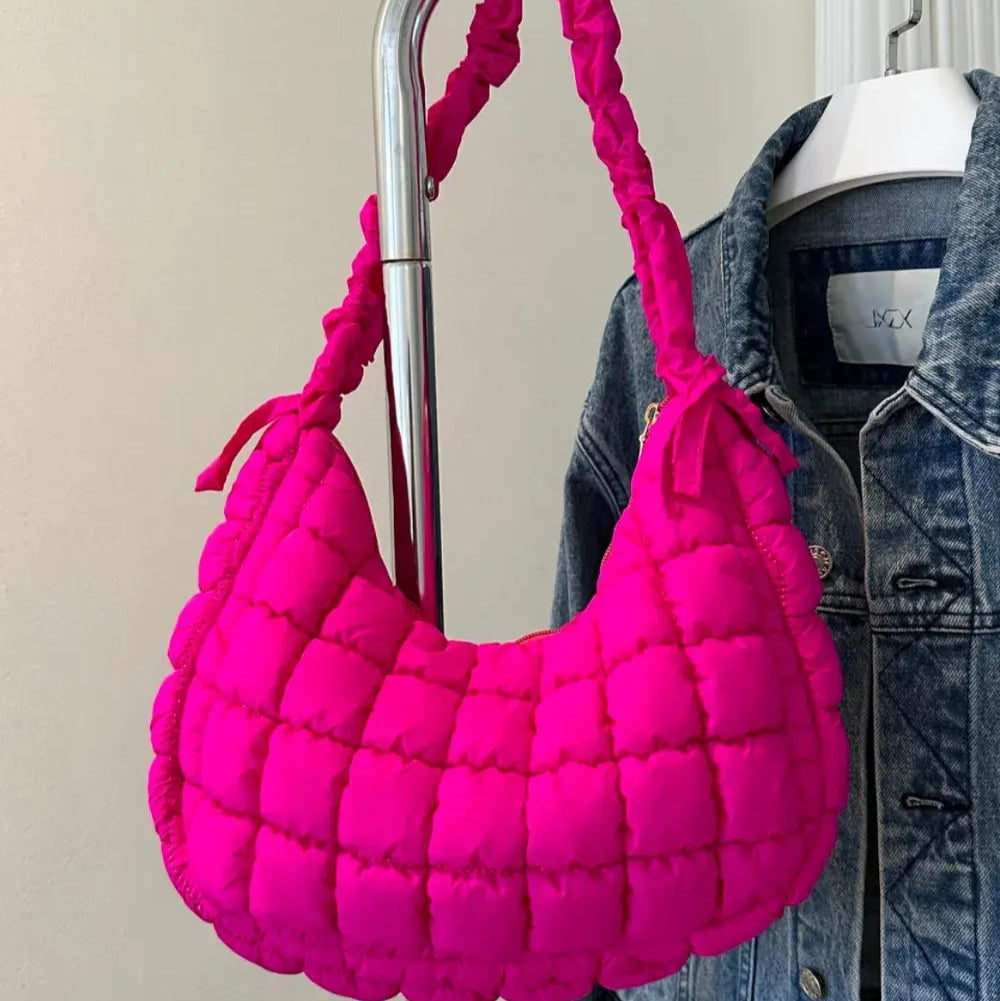 Bubble Texture Ruched Strap Quilted Shoulder Bag Trendsi