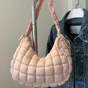 Bubble Texture Ruched Strap Quilted Shoulder Bag Trendsi