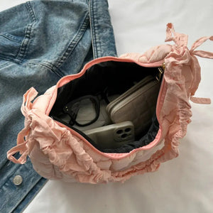 Bubble Texture Ruched Strap Quilted Shoulder Bag Trendsi