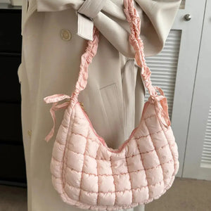 Bubble Texture Ruched Strap Quilted Shoulder Bag Trendsi