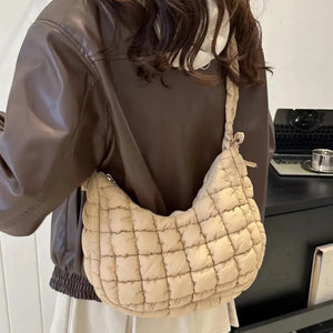 Bubble Texture Ruched Strap Quilted Shoulder Bag Trendsi