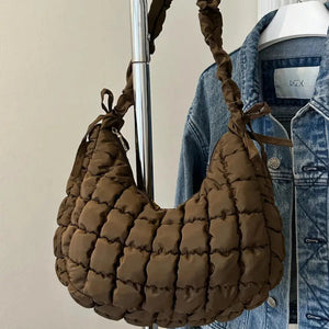 Bubble Texture Ruched Strap Quilted Shoulder Bag Trendsi