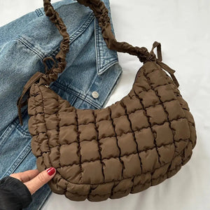 Bubble Texture Ruched Strap Quilted Shoulder Bag Trendsi