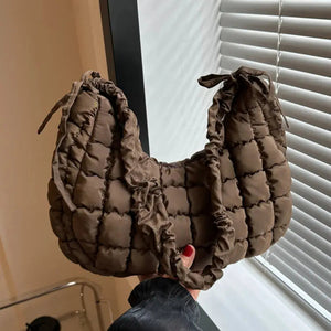 Bubble Texture Ruched Strap Quilted Shoulder Bag Trendsi