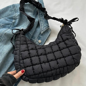 Bubble Texture Ruched Strap Quilted Shoulder Bag Trendsi