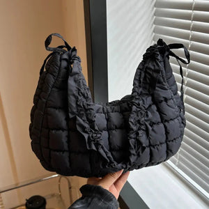 Bubble Texture Ruched Strap Quilted Shoulder Bag Trendsi