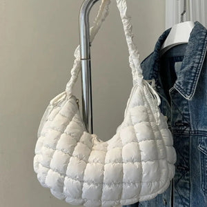 Bubble Texture Ruched Strap Quilted Shoulder Bag Trendsi