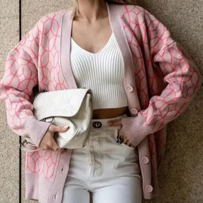 Button Up Long Sleeve Cardigan Trendsi