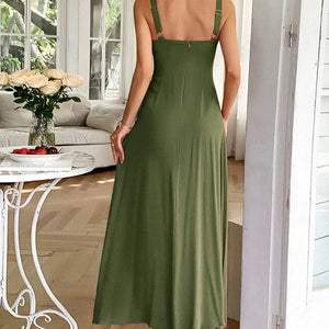 Contrast Wide Strap Midi Cami Dress Trendsi