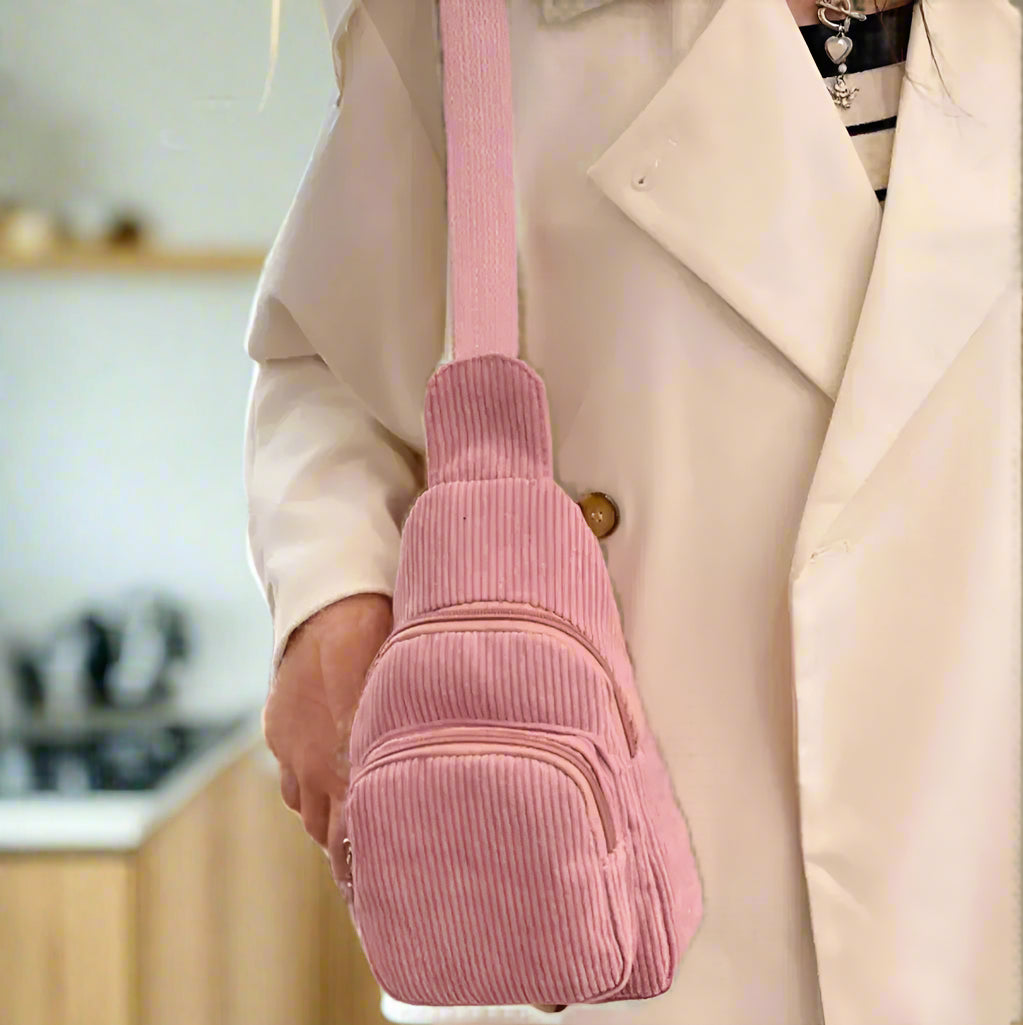 Corduroy Solid Color Crossbody Bag Trendsi