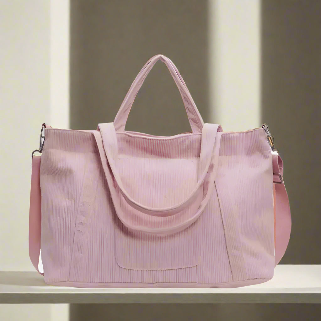 Corduroy Solid Large Tote Bag Trendsi