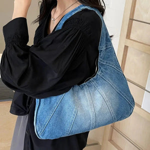 Crescent Shaped Denim Shoulder Bag Trendsi