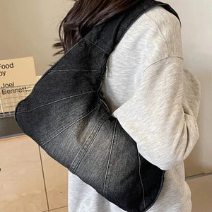 Crescent Shaped Denim Shoulder Bag Trendsi