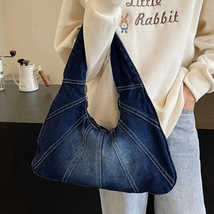 Crescent Shaped Denim Shoulder Bag Trendsi