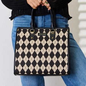 David Jones Argyle Pattern PU Leather Handbag Trendsi