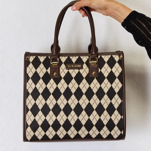 David Jones Argyle Pattern PU Leather Handbag Trendsi