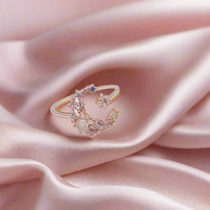 Delicate | Zircon Heart Moon Adjustable Ring Beauty Prologue