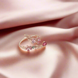 Delicate | Zircon Heart Moon Adjustable Ring Beauty Prologue