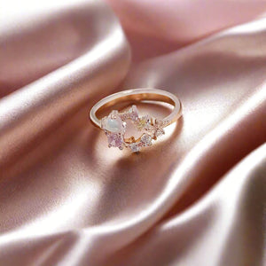 Delicate | Zircon Heart Moon Adjustable Ring Beauty Prologue