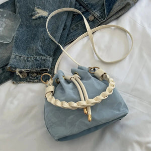 Drawstring PU Leather Bucket Bag Trendsi