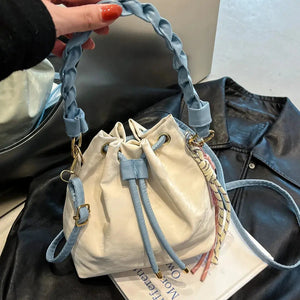 Drawstring PU Leather Bucket Bag Trendsi