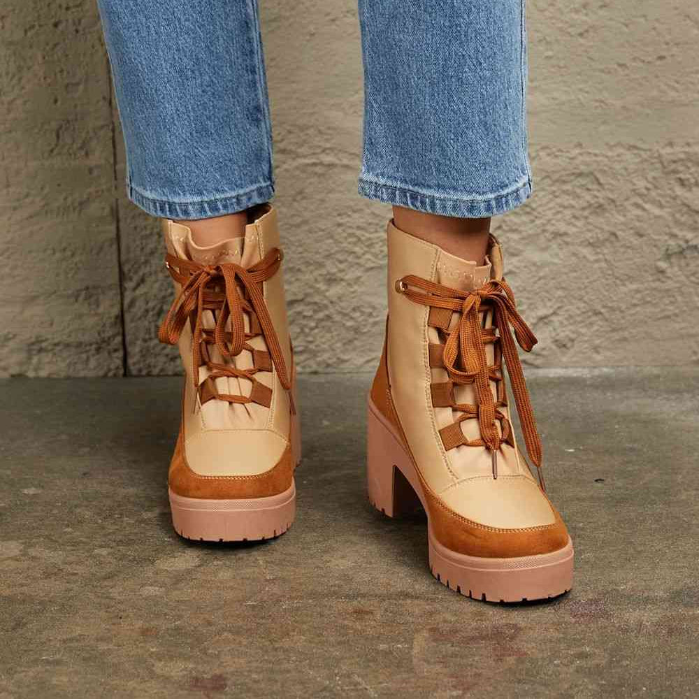 East Lion Corp Lace Up Lug Booties Trendsi