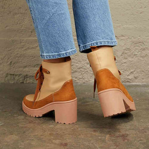 East Lion Corp Lace Up Lug Booties Trendsi