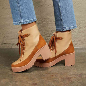 East Lion Corp Lace Up Lug Booties Trendsi