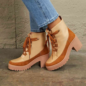 East Lion Corp Lace Up Lug Booties Trendsi