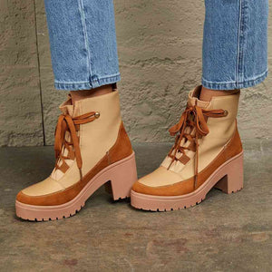 East Lion Corp Lace Up Lug Booties Trendsi