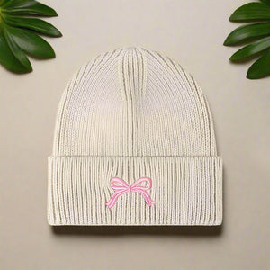 Embroidered Bow Knit Hat Trendsi