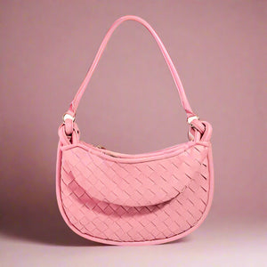 Fame PU Leather Basket Weave Half Moon Bag Trendsi