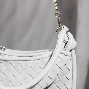 Fame PU Leather Basket Weave Half Moon Bag Trendsi