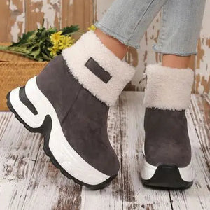 Faux Fur Round Toe Platform Boots Trendsi