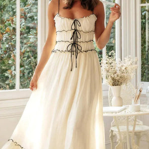 Frill Tied Front Midi Cami Dress Trendsi