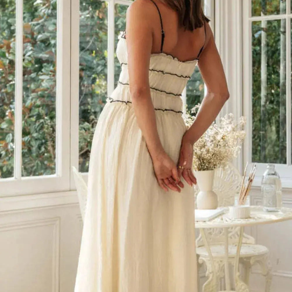 Frill Tied Front Midi Cami Dress Trendsi