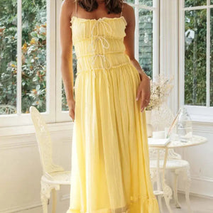 Frill Tied Front Midi Cami Dress Trendsi