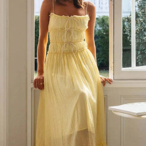 Frill Tied Front Midi Cami Dress Trendsi