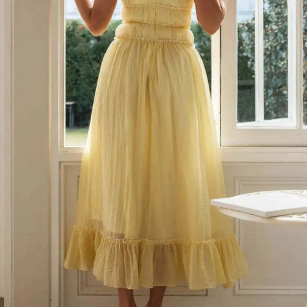Frill Tied Front Midi Cami Dress Trendsi