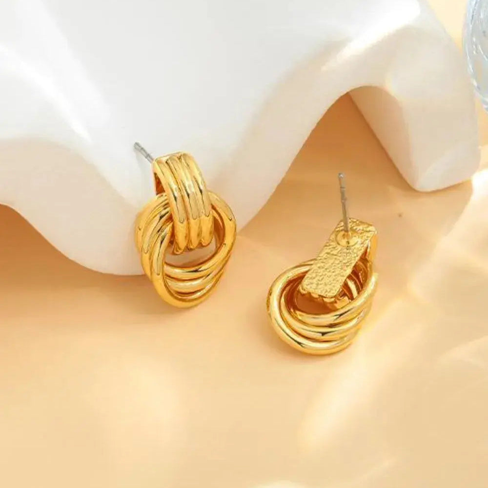 Gold-Plated Knotted Stud Earrings Trendsi